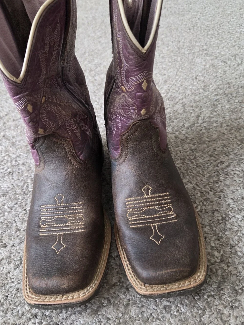 Ariat 'Tombstone' Boots Youth Kids Size 1 Square Toe Cowboy Western Plum Purple
